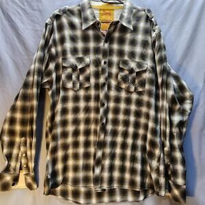 Sovereign Code Plaid Long‎ Sleeve Shirt Pearl Button Accents Size XL